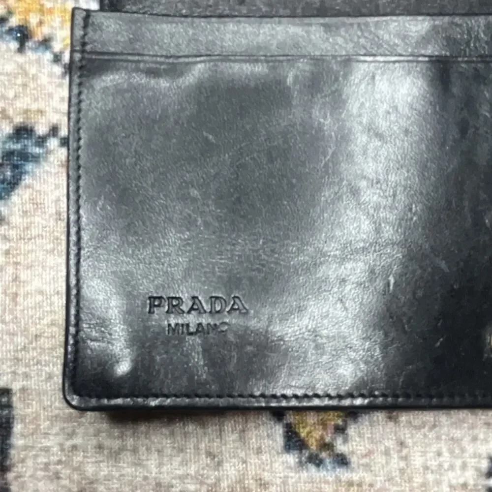 Prada Milano Vintage Black Leather Men's Long Continental Wallet Logo Italy